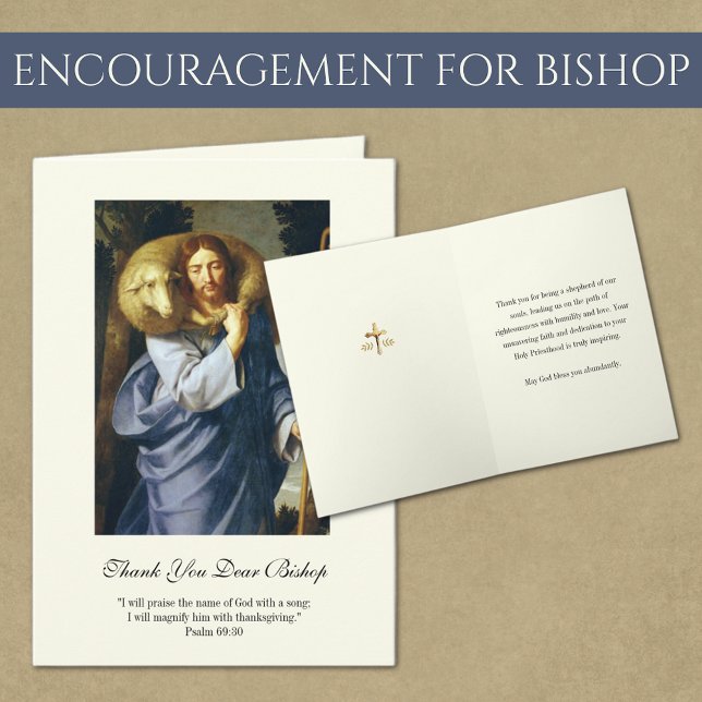 Jesus Good Shepherd Bishop Encouragement Card (Religious Encouragement for Catholic Bishop or priest)
