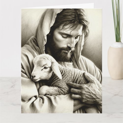 JESUS Good Shepherd Blank Christian Greeting Card