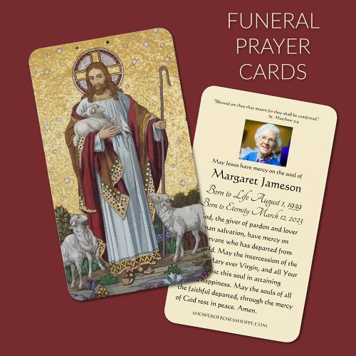 Jesus Good Shepherd Catholic Funeral Holy Card _