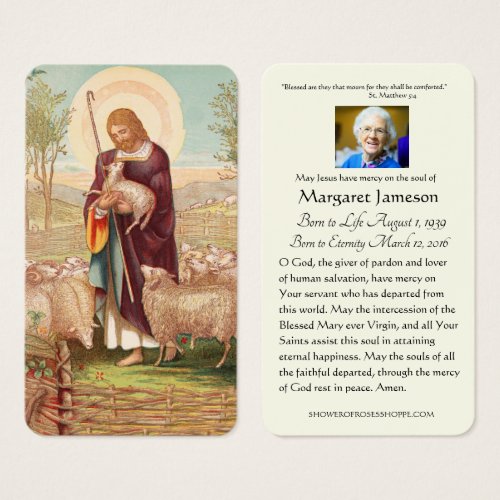 Jesus Good Shepherd Catholic Funeral Holy Card _