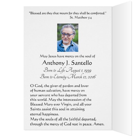 Jesus Good Shepherd Catholic Funeral Prayer (Inside (Left))