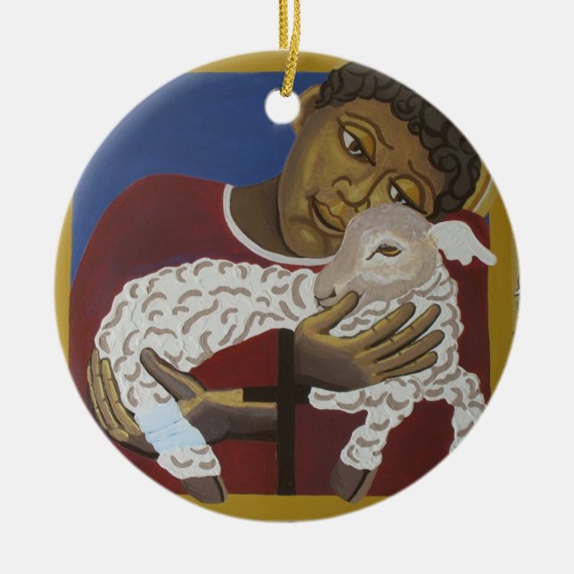 Jesus - Good shepherd Ceramic Ornament (Front)