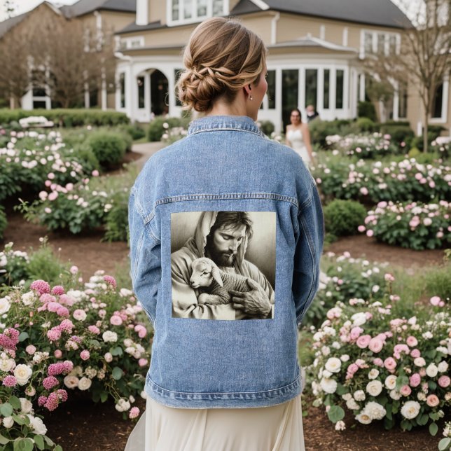 JESUS Good Shepherd Christian Denim Jacket (Wedding Back)