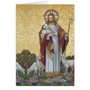 Jesus Good Shepherd Religious Mosaic Cards