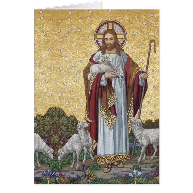 Jesus Good Shepherd Religious Mosaic Cards (Front)