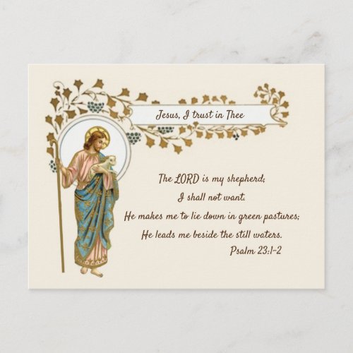 Jesus Good Shepherd Scripture Quote Divine Mercy Holiday Postcard