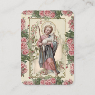 Jesus Good Shepherd Vintage Religious Prayer Place Card