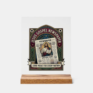 Jesus Gospel Newspaper Jesus Newspaper Christian F Acrylic Sign
