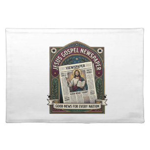 Jesus Gospel Newspaper Jesus Newspaper Christian F Cloth Placemat