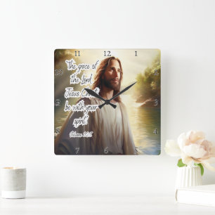 Jesus: Grace, Spirit, Philemon Square Wall Clock
