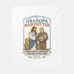 Jesus Grandparents Babysitting Humor Shirt Faith B Fleece Blanket