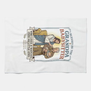 Jesus Grandparents Babysitting Humor Shirt Faith B Kitchen Towel