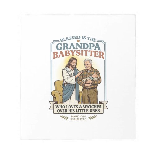 Jesus Grandparents Babysitting Humor Shirt Faith B Notepad