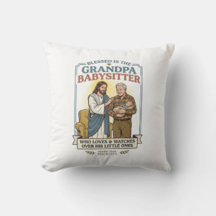 Jesus Grandparents Babysitting Humor Shirt Faith B Throw Pillow