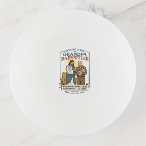 Jesus Grandparents Babysitting Humor Shirt Faith B Trinket Tray