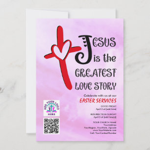 JESUS GREATEST LOVE STORY Logo QR Code EASTER Invitation