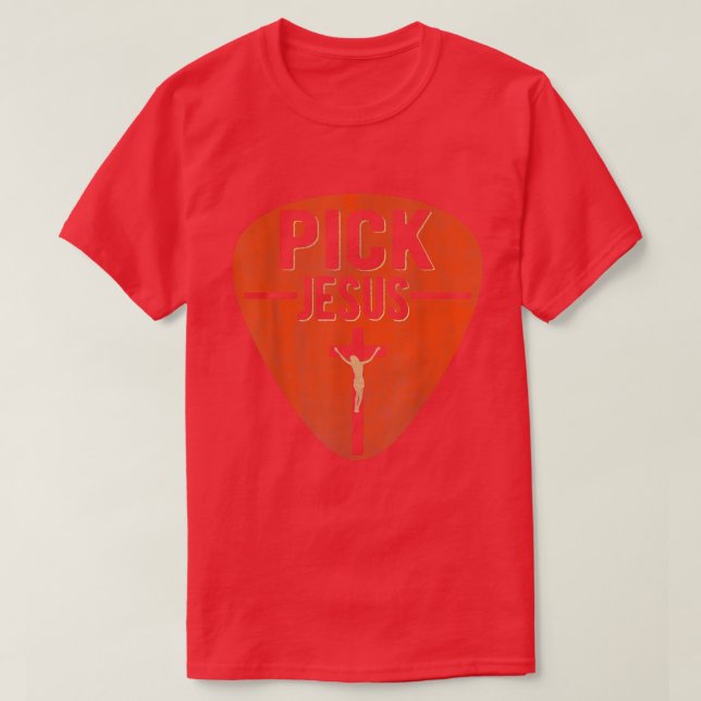 Jesus Guitar Plectrum Music Religious Guitarist  T-Shirt (Design Front)