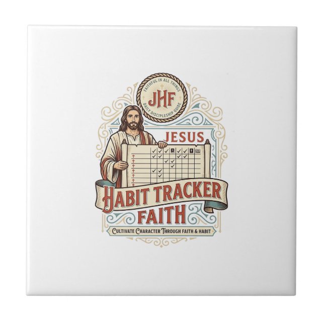 Jesus Habit Tracker Faith Jesus Habit Tracker Chri Ceramic Tile (Front)