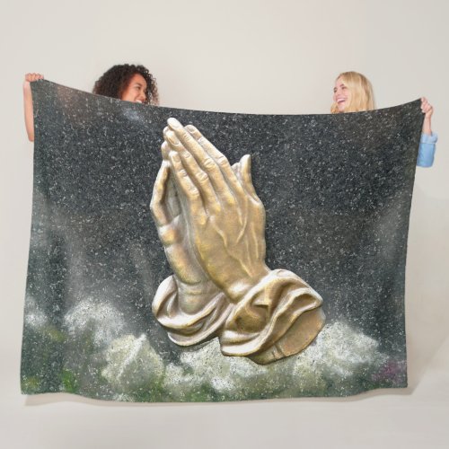 JESUS HANDS in PRAYER Fleece Blanket