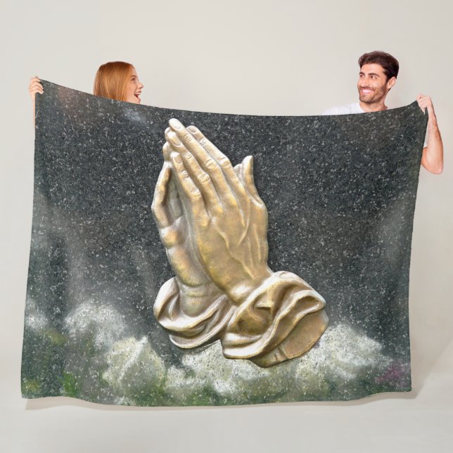 JESUS HANDS in PRAYER Fleece Blanket (In Situ)