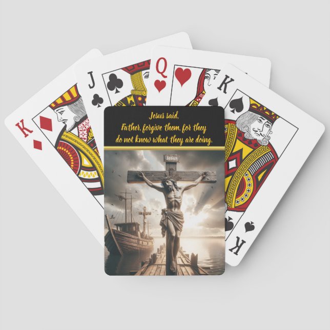 Jesus Hanging Above Calm Waters Scene Poker Cards (Back)