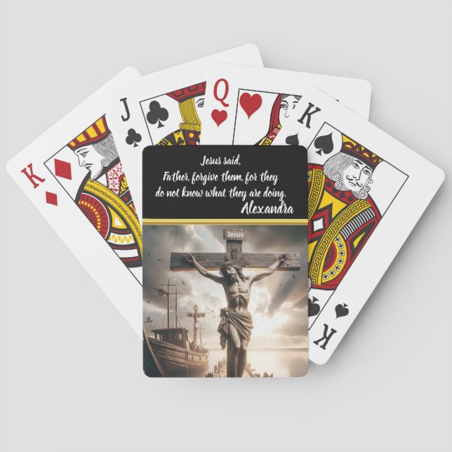 Jesus Hanging Above Calm Waters Scene Poker Cards (Back)