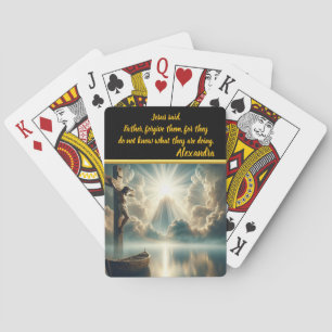 Jesus Hanging Cross Above Still Waters Poker Cards