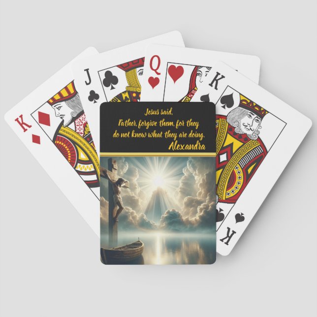Jesus Hanging Cross Above Still Waters Poker Cards (Back)