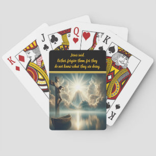 Jesus Hanging Cross Above Still Waters Poker Cards