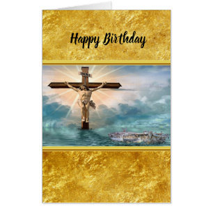 Jesus hanging from a christian crucifixion cross card
