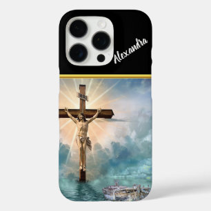 Jesus hanging from a christian crucifixion cross. iPhone 16 pro case