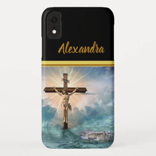 Jesus hanging from a christian crucifixion cross iPhone XR case