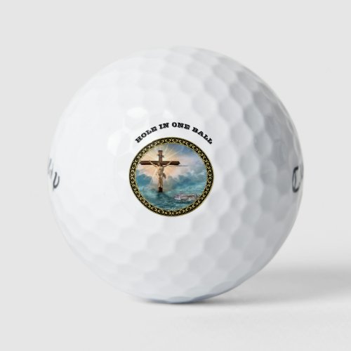 Jesus hanging from a christian crucifixion cross golf balls