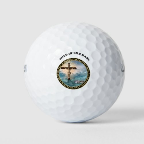 Jesus hanging from a christian crucifixion cross golf balls