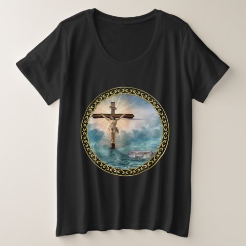 Jesus hanging from a christian crucifixion cross plus size T_Shirt