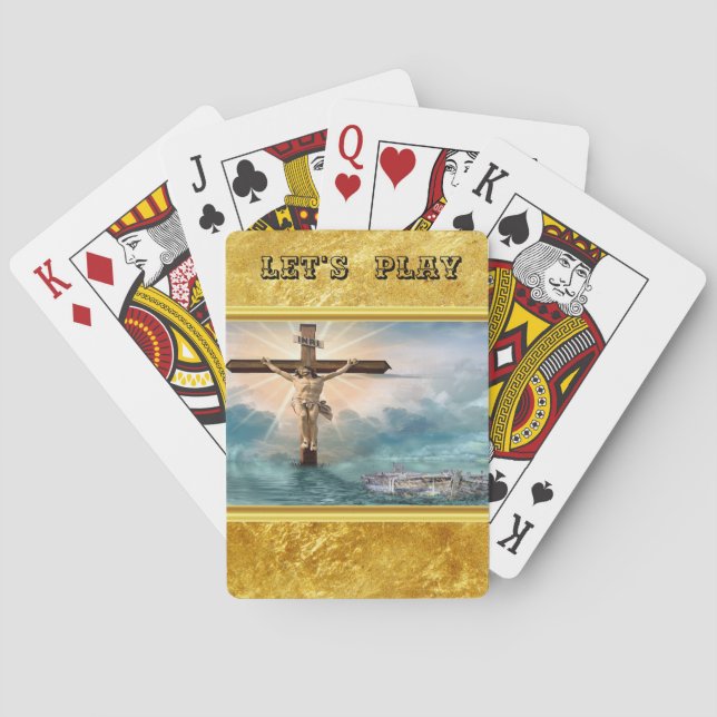 Jesus hanging from a christian crucifixion cross poker cards (Back)