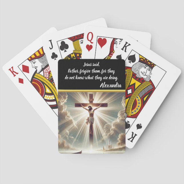 Jesus Hanging on Crucifix Over Water Poker Cards (Back)