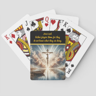 Jesus Hanging Over Still Reflective Waters Poker Cards