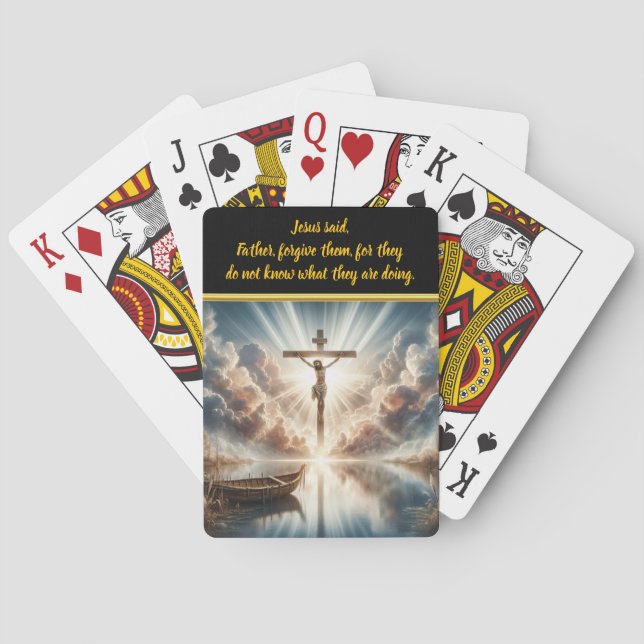 Jesus Hanging Over Still Reflective Waters Poker Cards (Back)