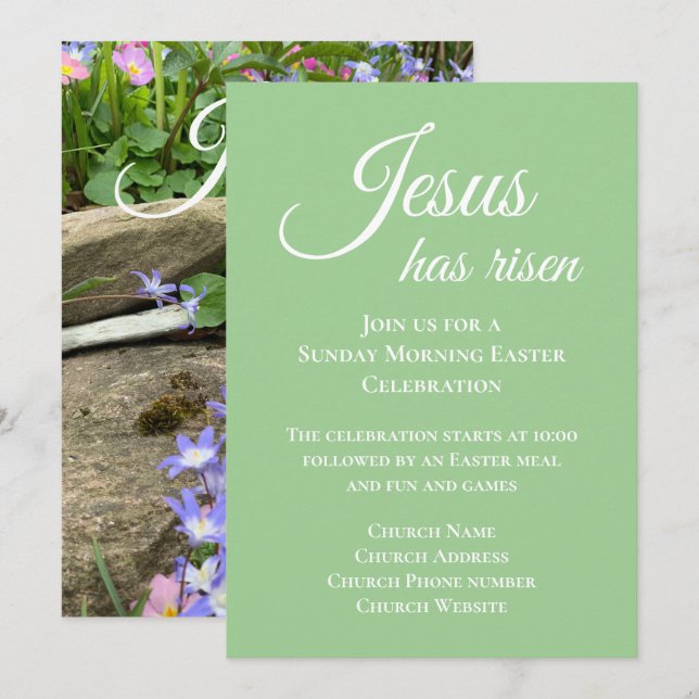 Jesus Has Risen Christian Easter Church Service Invitation (Front/Back)