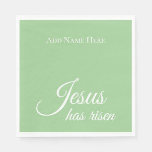 Jesus Has Risen Custom Green Christian Easter Napkins