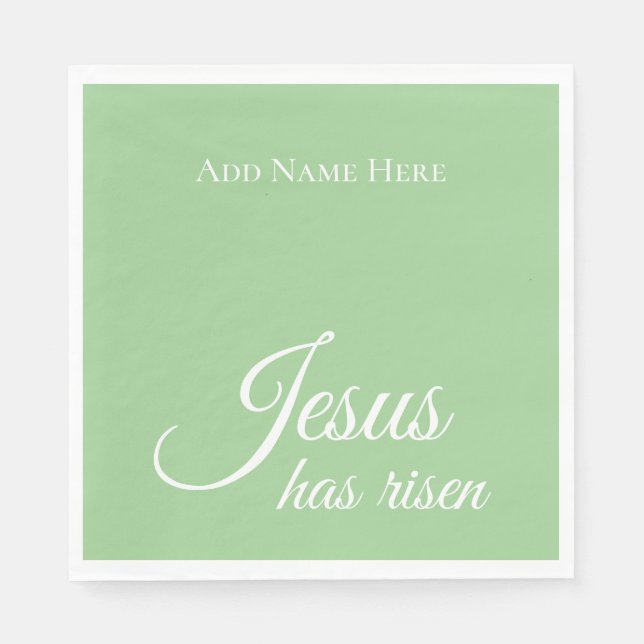 Jesus Has Risen Custom Green Christian Easter  Napkins (Front)