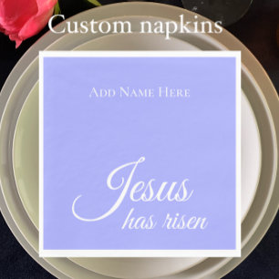 Jesus Has Risen Custom Purple Christian Easter Napkins