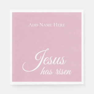 Jesus Has Risen Custom Text Pink Christian Easter  Napkins