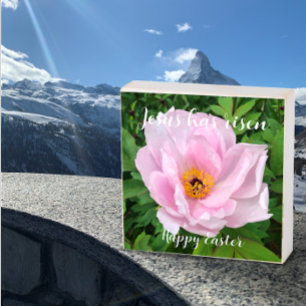 Jesus has Risen Happy Easter floral photo decor Wooden Box Sign