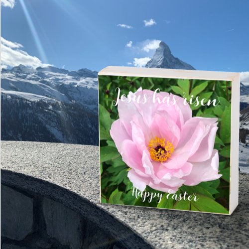 Jesus has Risen Happy Easter floral photo decor  Wooden Box Sign