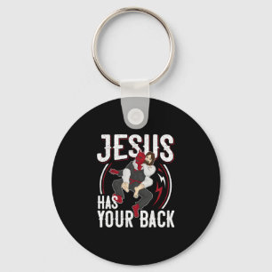 Jesus Has Your Back Brazilian Jiu Jitsu BJJ Christ Keychain