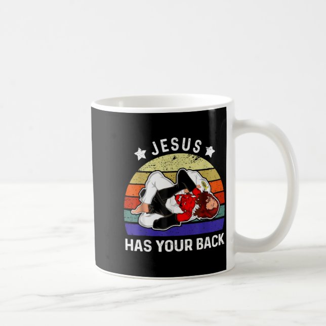 Jesus Has Your Back Jiu Jitsu Grappling vs Devil Coffee Mug (Right)