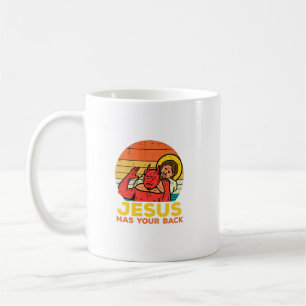 Jesus Has Your Back Jiu Jitsu Retro Christian Men Coffee Mug