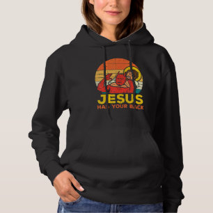 Jesus Has Your Back Jiu Jitsu Retro Christian Men  Hoodie
